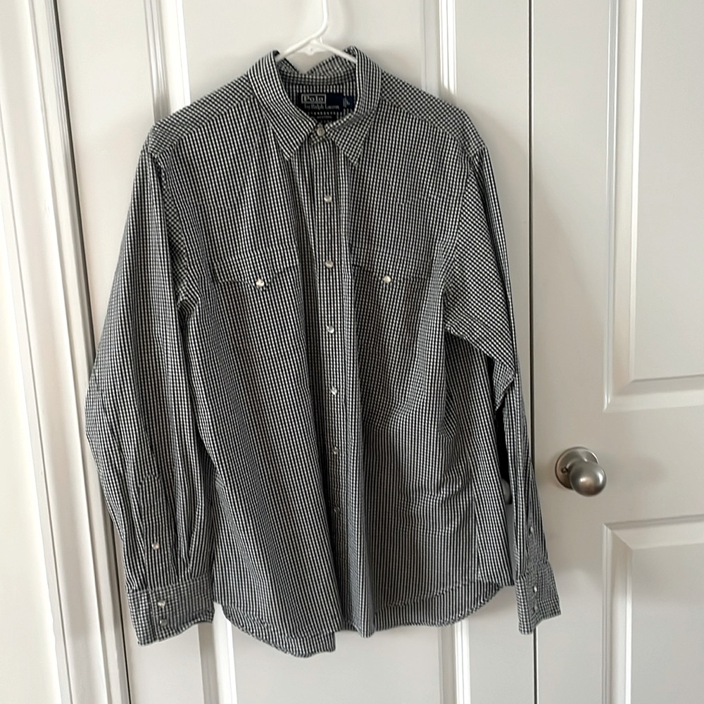 Polo by Ralph Lauren black gingham check men’s western shirt size Large L